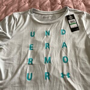 Under Armour White T-Shirt with Blue Logo